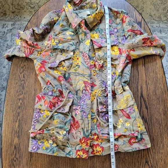 H&M Army Green Floral Utility Zip-Up Jacket Size Women's 4 - Picture 10 of 14